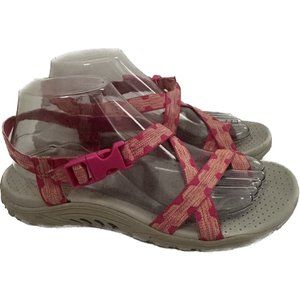 Skechers Sandals Womens 7 Pink Strappy Buckle Outdoor Lifestyle Cushioned Hiking